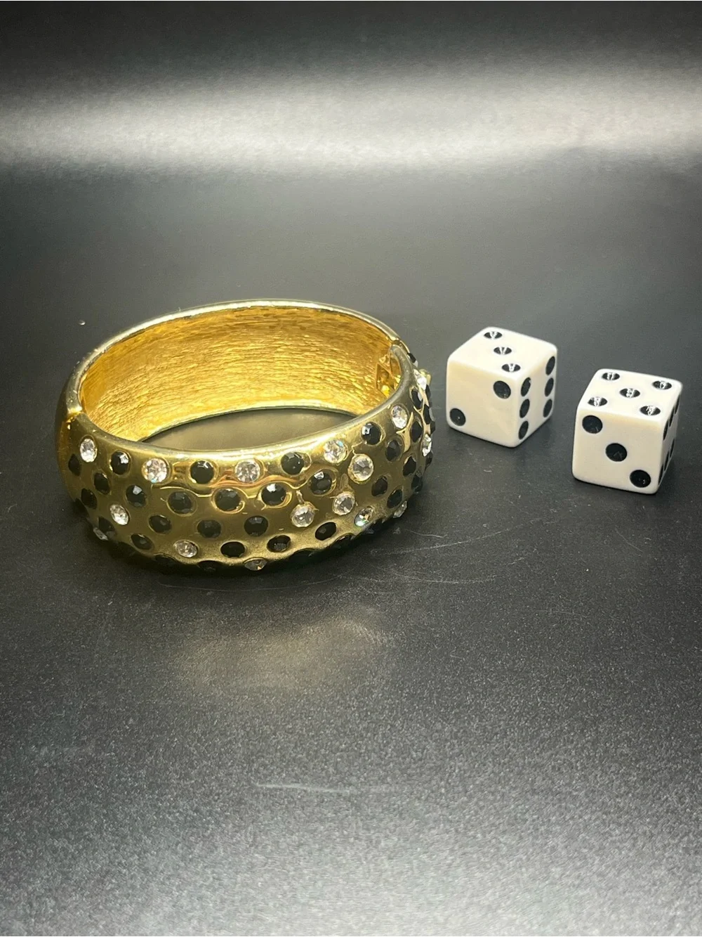 Gold-tone Crystal Studded Bangle Bracelet